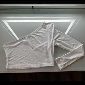 One Shoulder Long Sleeve Crop Top